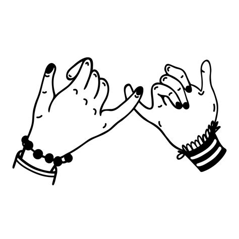 Crossed Pinky Vector Icon Two Female Hands Are Held By Little Fingers