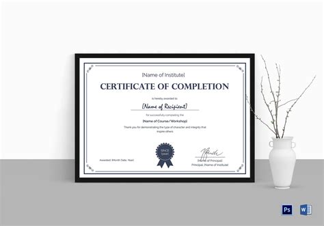 Formal Completion Certificate Design Template In Psd Word