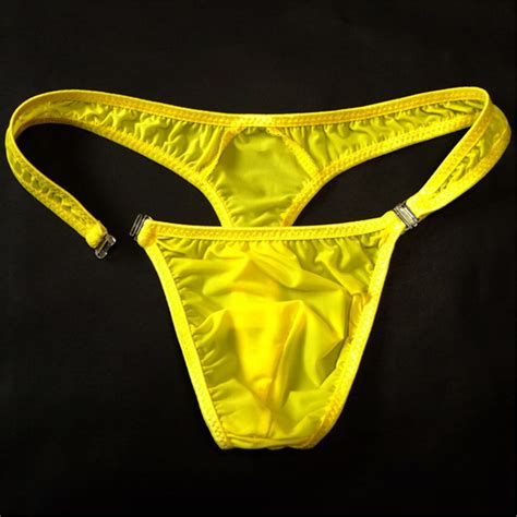 Mlxl Translucent Mens Nylon Thongs Men Sexy Button Bikini Briefs Gay G Stringjockstangat