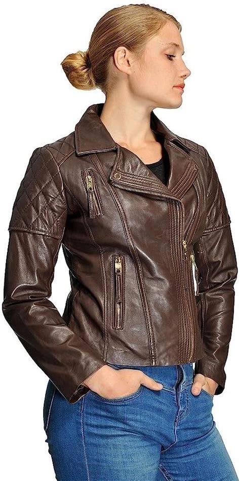 The Leather Firm Womens Leather Jacket Xxx Large Dark Brown At Amazon