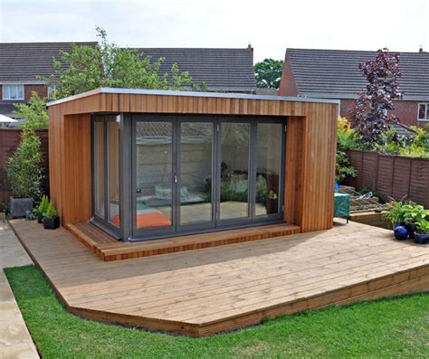 Bespoke Garden Studio With Red Cedar Cladding And Large Decked Area