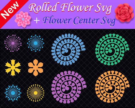 Rolled Flower Svg D Flower Svg Paper Flower Svg Digital Paper Svg Digital Download