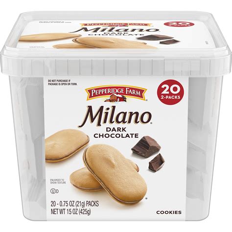 Buy Pepperidge Farm Milano Cookies Dark Chocolate 20 Packs 2 Cookies