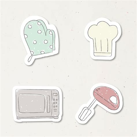 Free Vector Cute Kitchen Utensil Doodle Sticker Set Vector