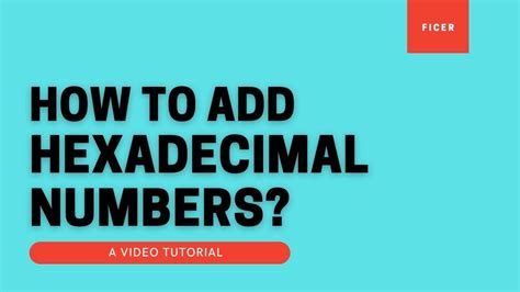 How To Add Hexadecimal Numbers Youtube