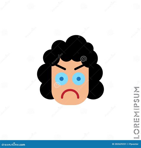 Angry Girl Woman Icon Vector Furious Face Emoticon Icon Vector Illustration Style Stock