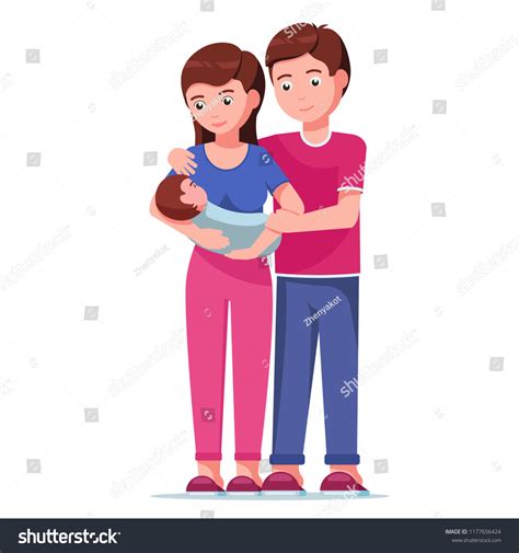 Vector Illustration Cartoon Father Mother Holding Stock Vector Royalty