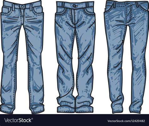 Hand Drawn Fashion Collection Of Mens Jeans Drawing Blue Jeans Outline