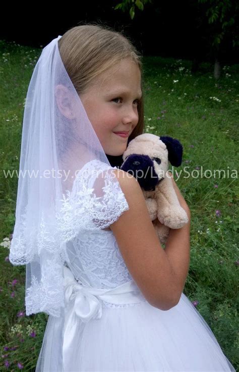 Holy Communion Veil First Communion Veil 2 Tier Beaded Girls Veil