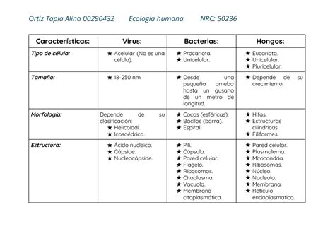 Cuadro Comparativo De Microorganismos Microbiologia P Vrogue Co
