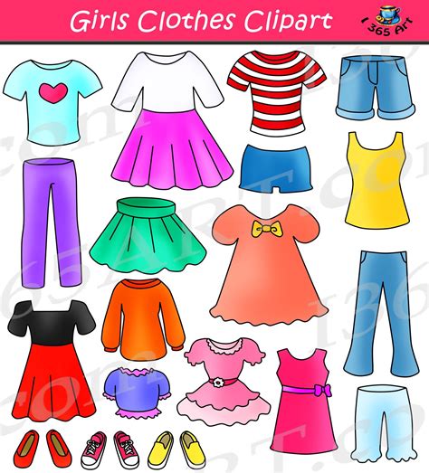 Girls Clothes Clipart Dress Up Set Commercial Clipart Graphics By