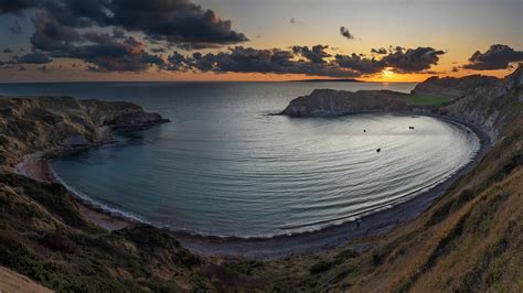 Panoramic View Of Lulworth Cove At Sunset Dorset Bing Gallery