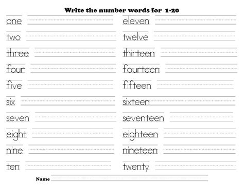 Printable writing your name worksheet for kindergarten aged children. Printable Number Names Worksheets | Activity Shelter