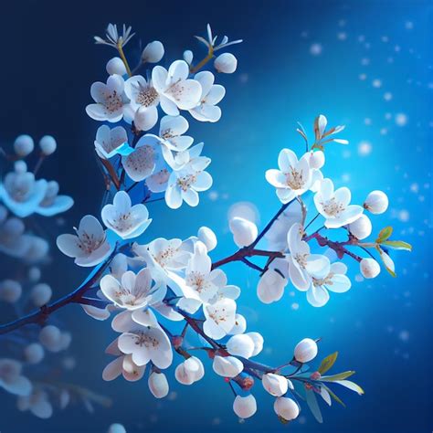 Premium Photo Spring Cherry Blossom Flowers On Blue Background