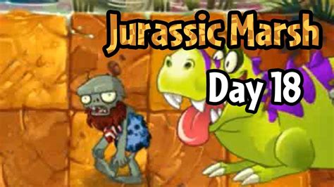 Plants Vs Zombies 2 Jurassic Marsh Day 18 T Rexes Youtube