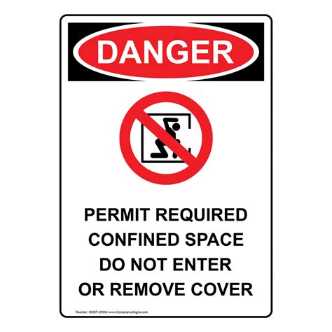 Portrait OSHA DANGER Permit Required Sign With Symbol ODEP 28555