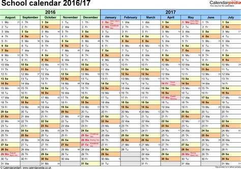 30th august, mondaysummer bank holiday (eng, nir, wal). School calendars 2016/2017 as free printable PDF templates