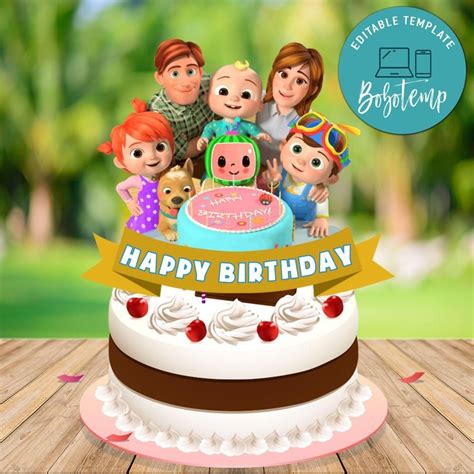 One (1) 300 dpi high resolution pdf file formatted to be printed on us. Printable Cocomelon Birthday Cake Topper Template DIY ...