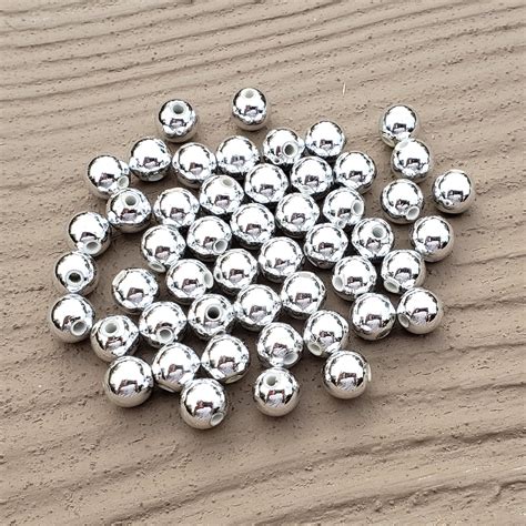 Silver Metallic Beads 8mm Round Purple Taco