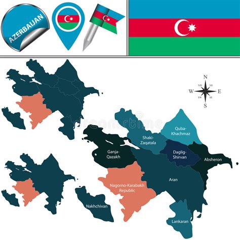 Gebruik de kaart functies te zoomen. Kaart van Azerbeidzjan vector illustratie. Illustratie ...