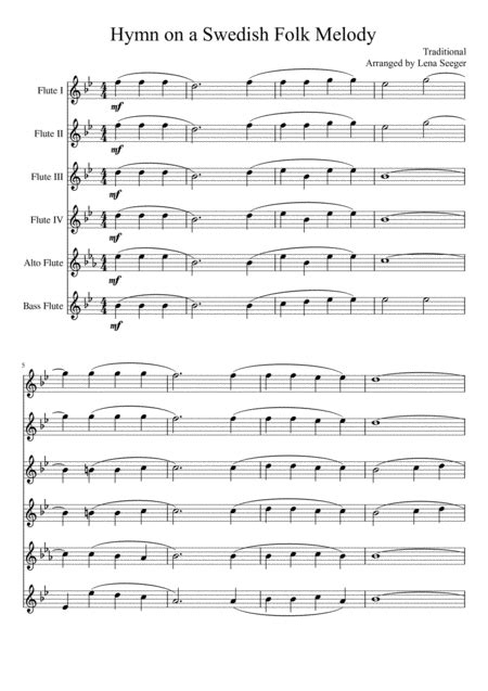 Hymn On A Swedish Folk Melody Flute Choir Free Music Sheet