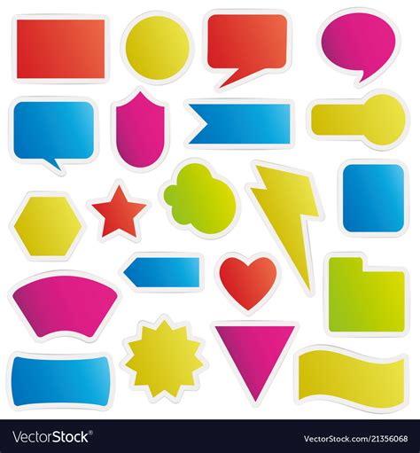 Different Colorful Shapes Sticker Style Royalty Free Vector