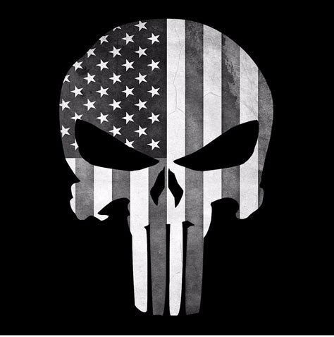 Punisher Skull American Flag Black And White Decal Sticker Graphic Ebay