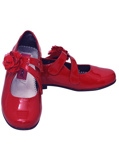 Rachel Shoes Rachel Shoes Little Girls Red Patent Cross Strap Flower