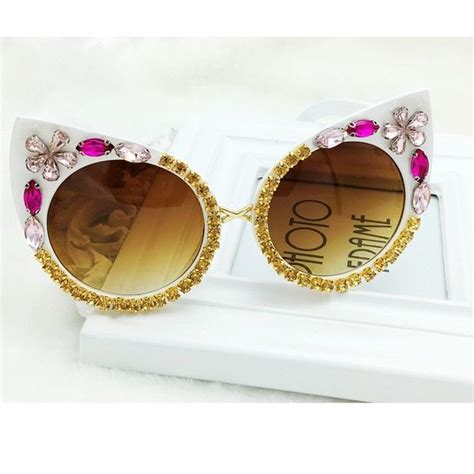 Bling Cateye Sunglasses Pearl Rhinestone Designer Vintage Diamond Fashion Shades Ebay Cat