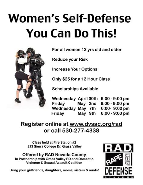 Rad Self Defense Classes For Women Nevada City California