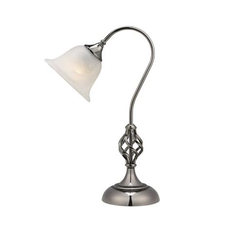 THLC Classic Swan Neck Table Lamp In Gun Metal Finish With Frosted