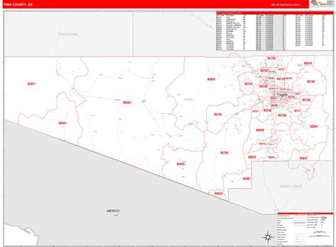Pima County Az Wall Map Color Cast Style By Marketmaps Images And