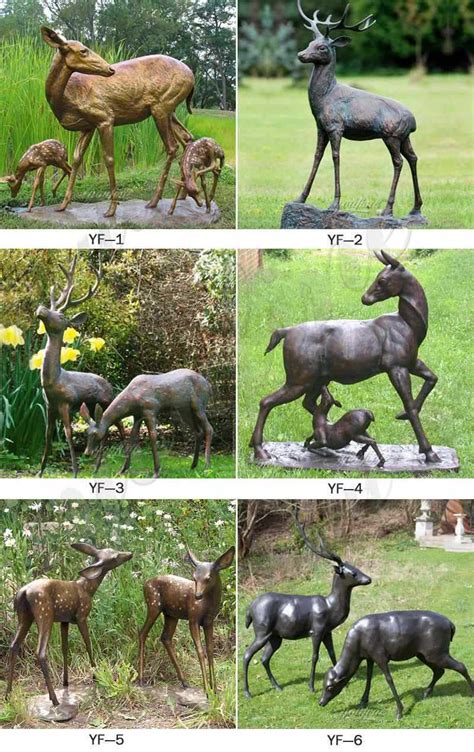 Outdoor Life Size Bronze Doe And Baby Deer Sculptures For