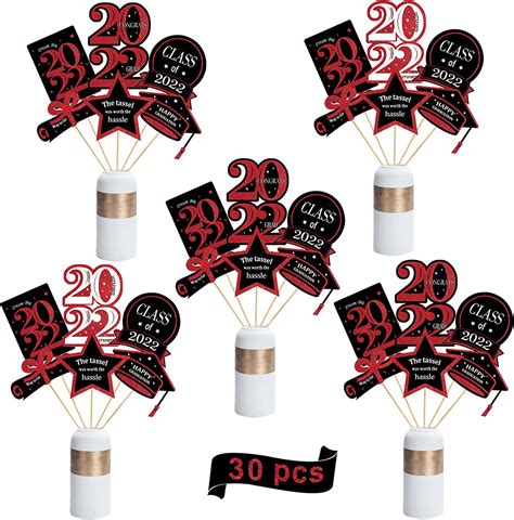 Oriental Cherry Graduation Party Supplies 2022 30 Pack Red And Black