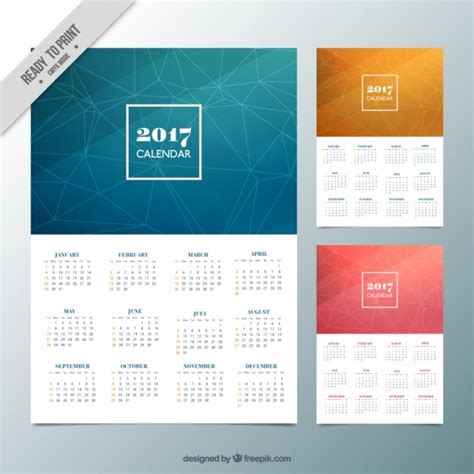 Free Vector Geometric Calendars In Different Sizes