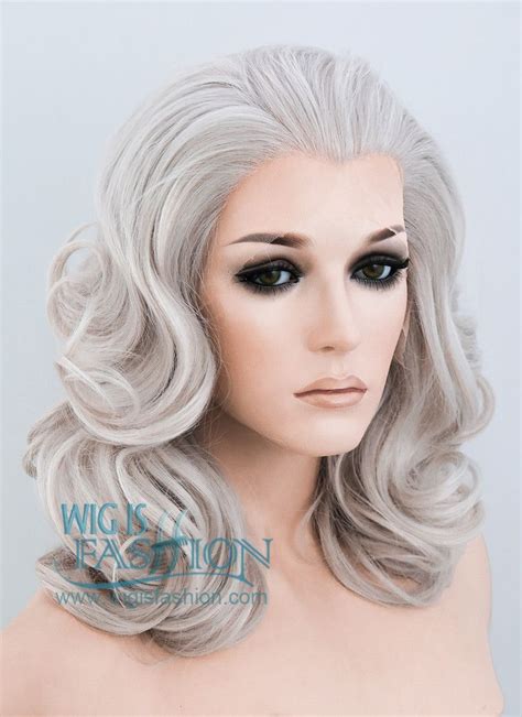 Pastel Blondish Grey Wavy Lace Front Synthetic Wig Lf Lace Front