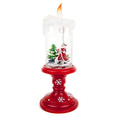 Christmas Led Candle Décor Clear Snow Globe Candle With Santa Claus