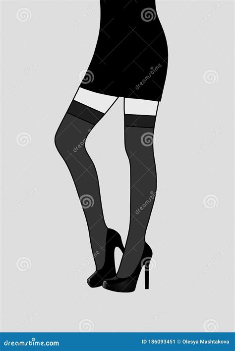 beautiful female legs in stockings and high heeled shoes stock vector illustration of