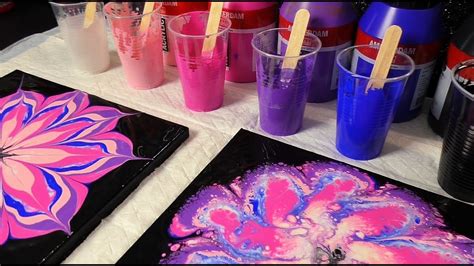 Easy Flower Acrylic Pouring Acrylic Pour Flower Painting For