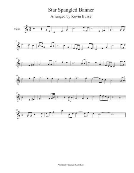 Star Spangled Banner Easy Key Of C Violin By Digital Sheet