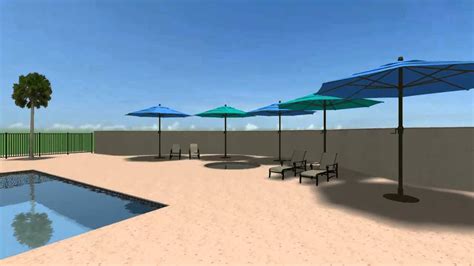 Pool Area Shaded With Umbrellas Youtube