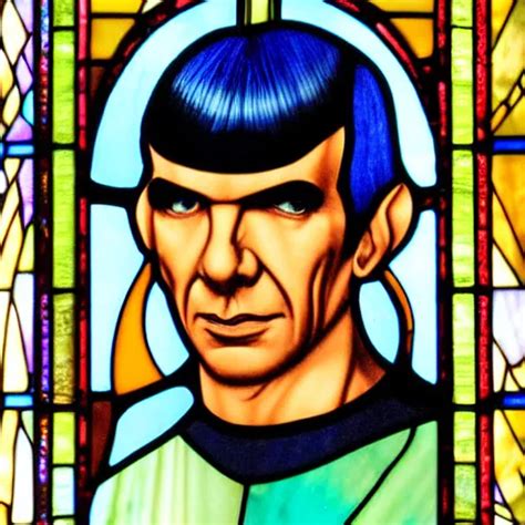 Portrait Of Spock With Blue Shirt Stained Glass Window Stable