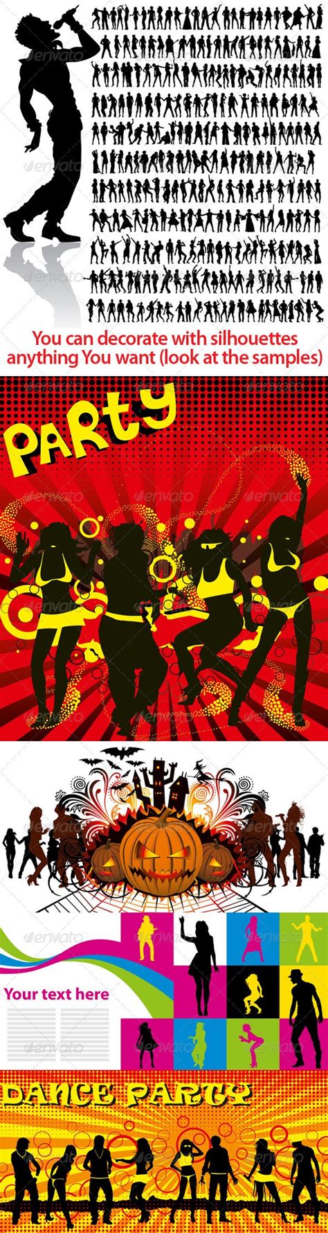 Dancing And Singing Peoples Silhouettes Big Set By Leedsn Graphicriver