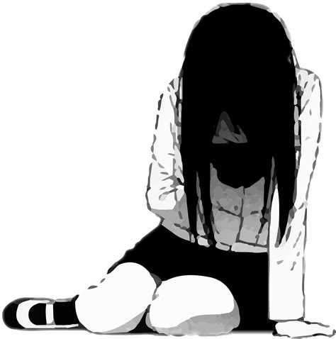 Girl Anime Animegirl Blackandwhite Schoolgirl Depressed