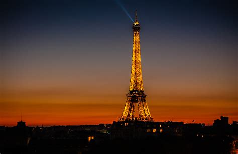 Eiffel Tower At Sunset In Paris France Eiffel Tower