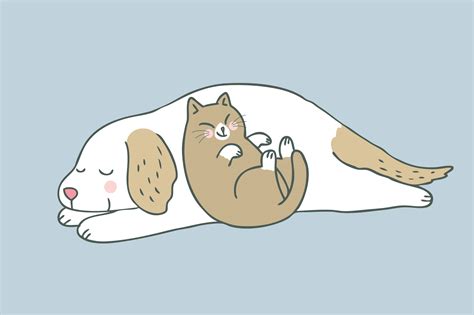 Cartoon Cute Sweet Cat And Dog Vector 621982 Vector Art At Vecteezy