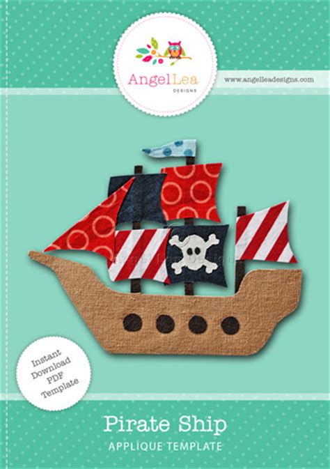 600 x 315 jpeg 31 кб. Pirate Ship Applique Template - Angel Lea Designs
