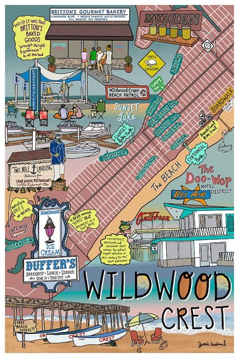 Map Of Wildwood Crest New Jersey Beach Town Nj Beaches Etsy Österreich