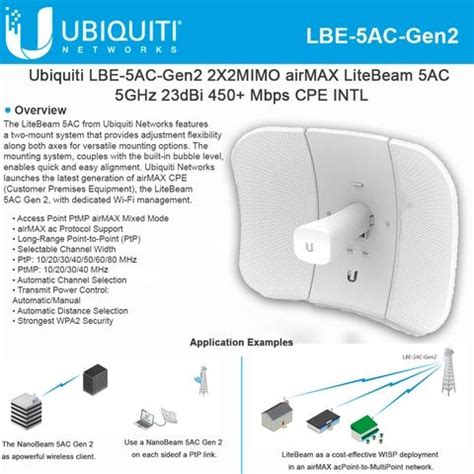Ubiquiti LBE AC Gen UISP AirMAX LiteBeam AC GHz Bridge International Version Mount