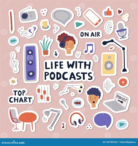 Color Flat Icons for Blogging and Vlogging Stock Vector - Illustration